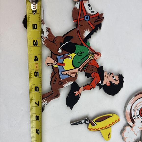 Vintage The Dolly Toy Co Cowboy Western Stage Coach Nursery Wall Plaque 1958 Set - Picture 4 of 16